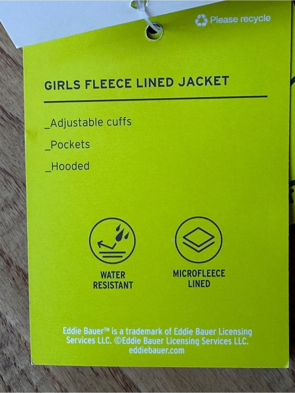 NEW Eddie Bauer Girls Colorblock Fleece Lined Jacket size 5